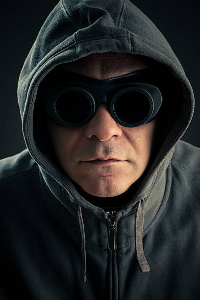 istock Mysterious Man in hood with black eyeswear 174818678