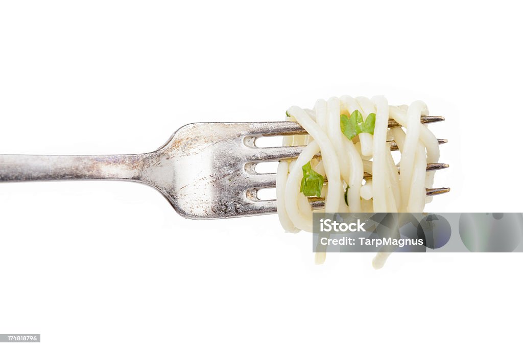 Spaghetti su argento Forchetta - Foto stock royalty-free di Alimentazione sana