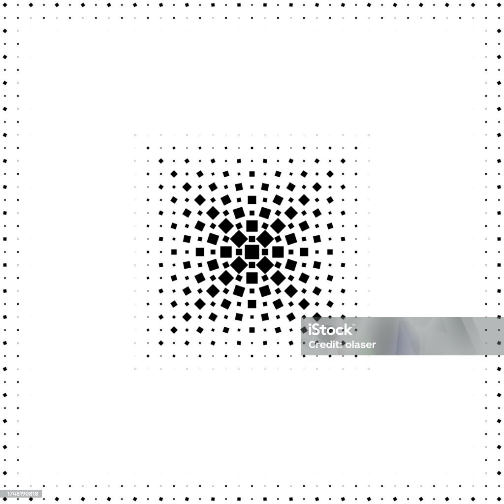 Centralized Geometric Pattern Of Black Square Dots Within A Framed ...