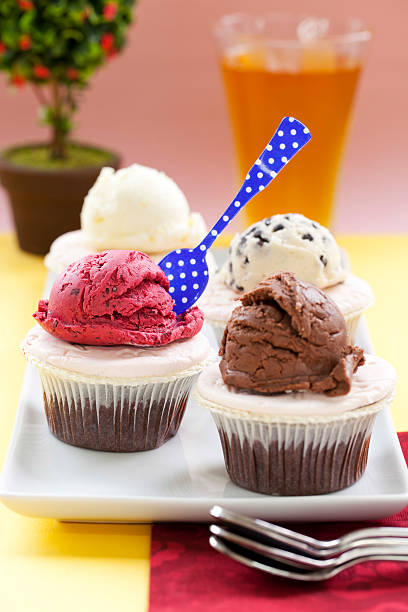 ice cream with muffin stock photo