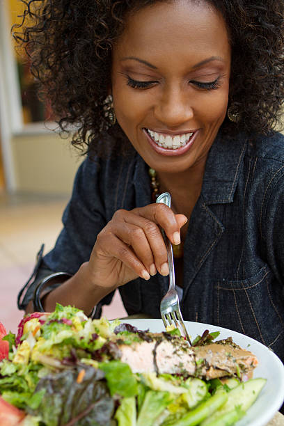 Woman eating a healthy salad