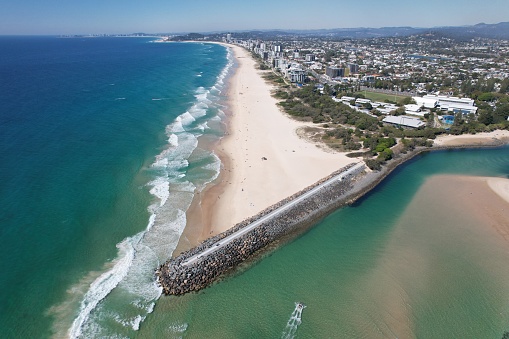 Manly beach and harbour overhead view