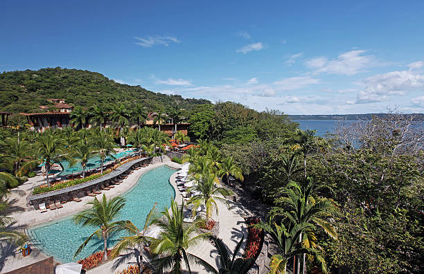 Luxury Resort Overlooking Bay stock photo