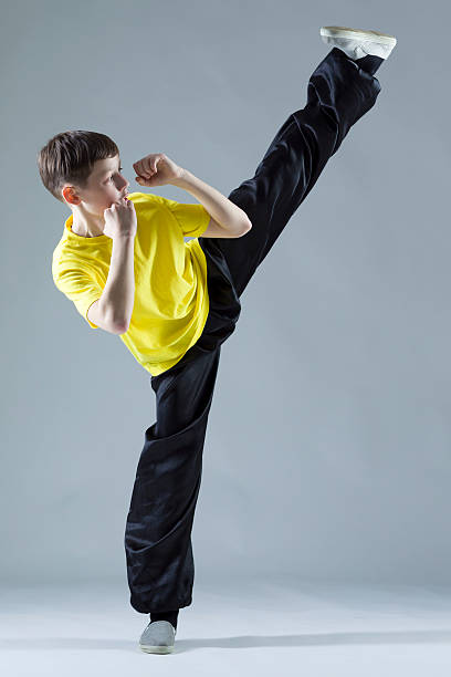 istock Young Boy in Kung Fu fighting position 174822801