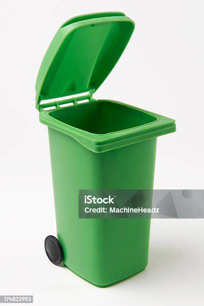 Green Recycling Bin On White Background Stock Photo - Download Image Now - Recycling Bin, No People, Cut Out