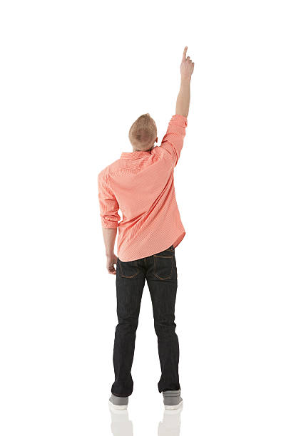 istock Rear view of a man pointing upward 174823053