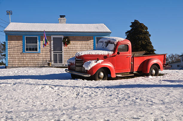 Red Truck in the Snow
