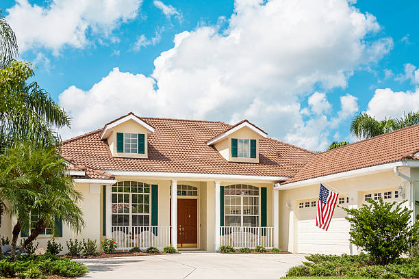 istock Traditional Home; American Flag 174824135