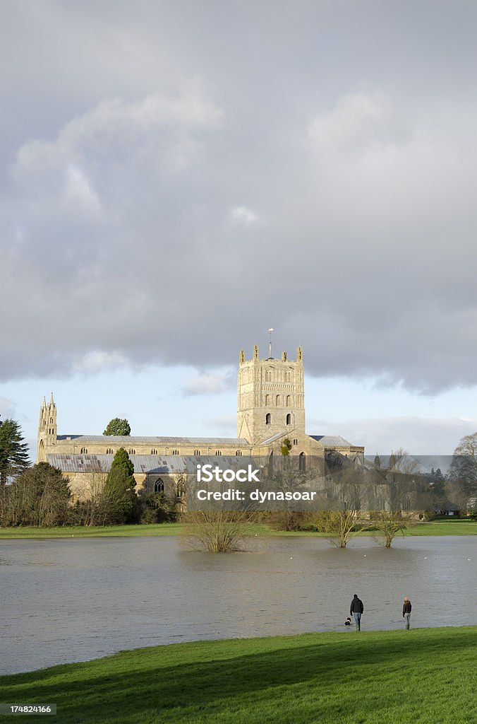 Inondation proximité de l'abbaye de Tewkesbury, Gloucestershire - Photo de Abbaye libre de droits