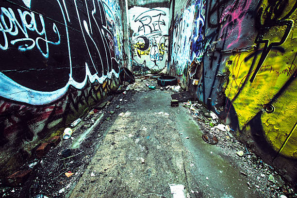 istock Dark City Alley with Graffiti 174824335