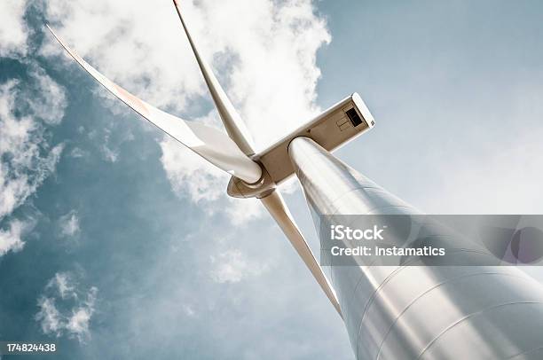 Wind Turbine With Blue Gray Sky Stock Photo - Download Image Now - Pinwheel Toy, Wind Turbine, Wind Power