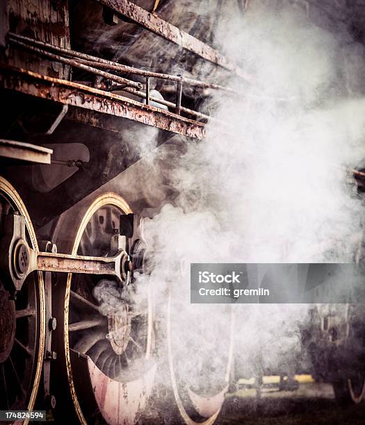 Detail Of An Old Steam Train Stock Photo - Download Image Now - Smoke - Physical Structure, Wheel, Antique