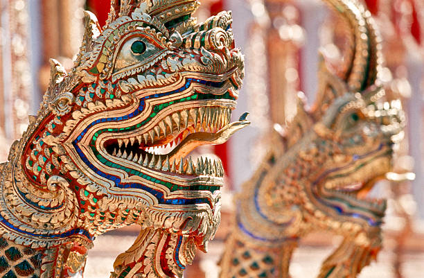 istock Thailand, Chiang Mai, Buddhist temple, guardian naga figures. 174825011