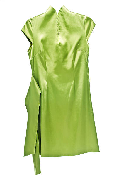 istock Green dress with belt isolated on white 174825295