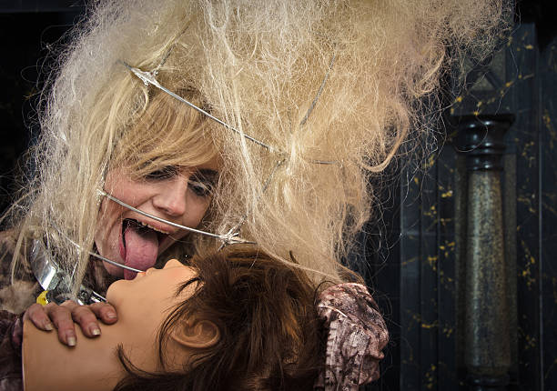Mental illness Crazy Woman Licking a Mannequinn