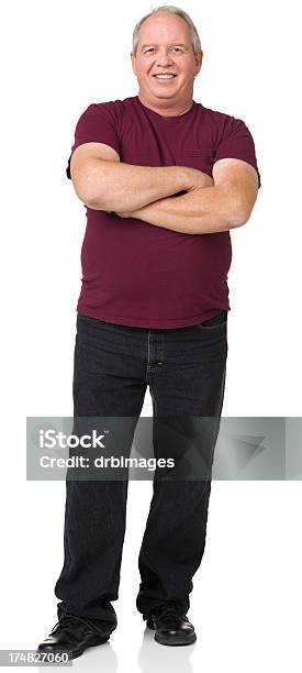 Happy Mature Man Standing Portrait Stock Photo - Download Image Now - Men, Overweight, Full Length