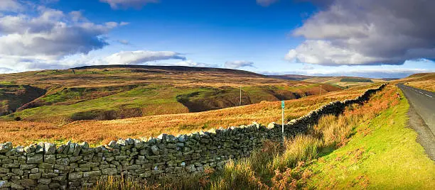 "A wide angle view of the unspoilt and natural wilderness of North Pennine moorland in Teesdale, County Durham with a traditional stone wall.More of my images from around Britain in this lightbox:"