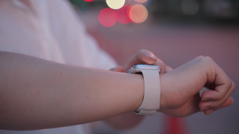 Close-up hand using a smart watch