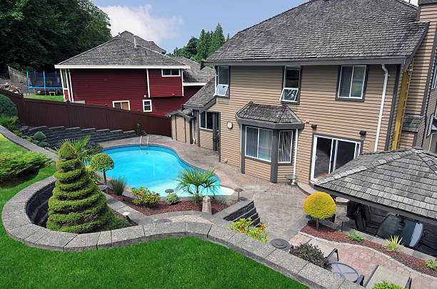 istock Beautiful Landscaped Yard with Pool 174827378