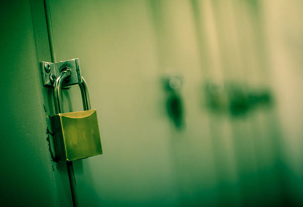 istock Locked garderobe doors 174827380