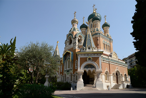 St Nicholas russian christian orthodox Cathedral in Nice southern France. This is the largest Orthodox Cathedral in western europe and is a national monument. No filters have been used on this file.