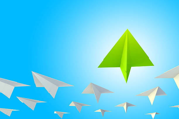 istock Leader, best, different and unique paper airplane 174829620