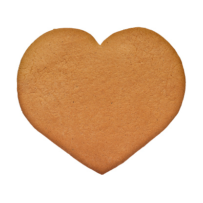 Gingerbread heart isolated on white background.