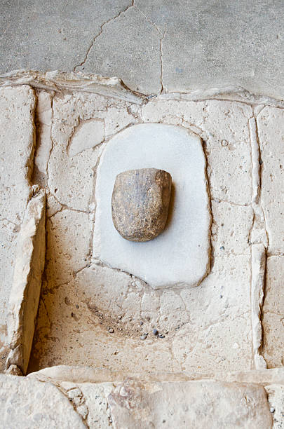 Pueblo Peoples stone grinding tool at Mesa Verde National Park, Colorado, USA.