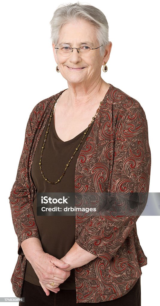 Portrait de femme Senior souriante - Photo de Fond blanc libre de droits