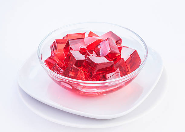 Red jelly in an glas bowl stock photo