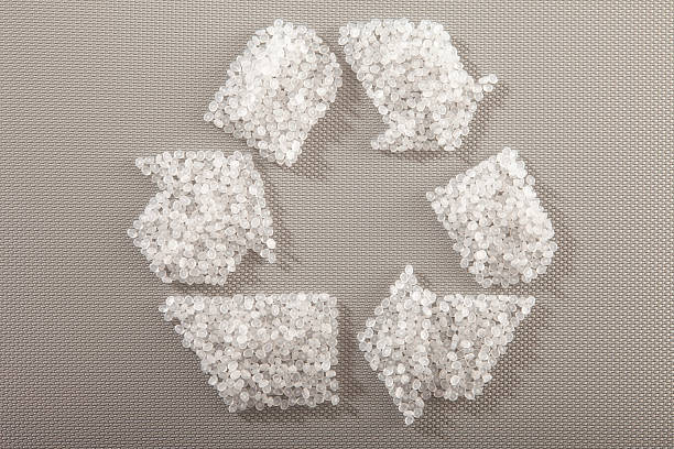 Recycling plastic resin pallets showing a recycle sign Recycling Plastic Resin Pellets,Texture,Recycle symbol polypropylene stock pictures, royalty-free photos & images