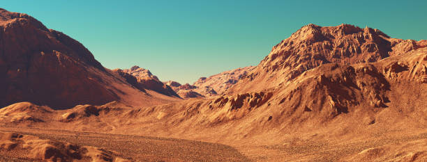istock Mars landscape, 3d render of imaginary mars planet terrain. 1748320452