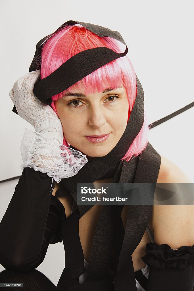 All Tied UP "Pink haired Mime lady, all tied up in black streamers" Adult Stock Photo