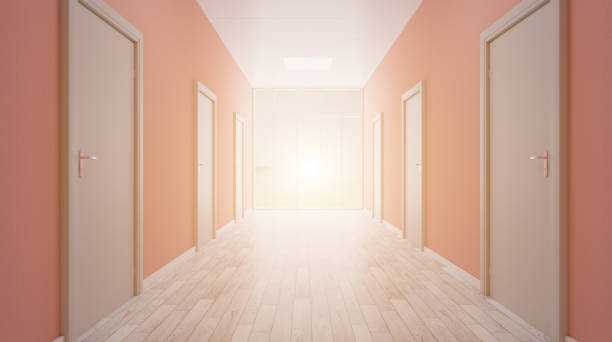 istock The Corridor in office building. 3D rendering. Sunset 1748321612