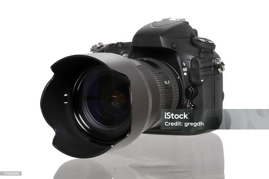 Black DSLR aparat fotograficzny - Zbiór zdjęć royalty-free (Aparat fotograficzny)