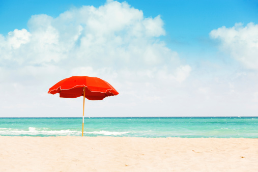 Subject: South Beach, Miami Beach, Florida with its white sand beach.