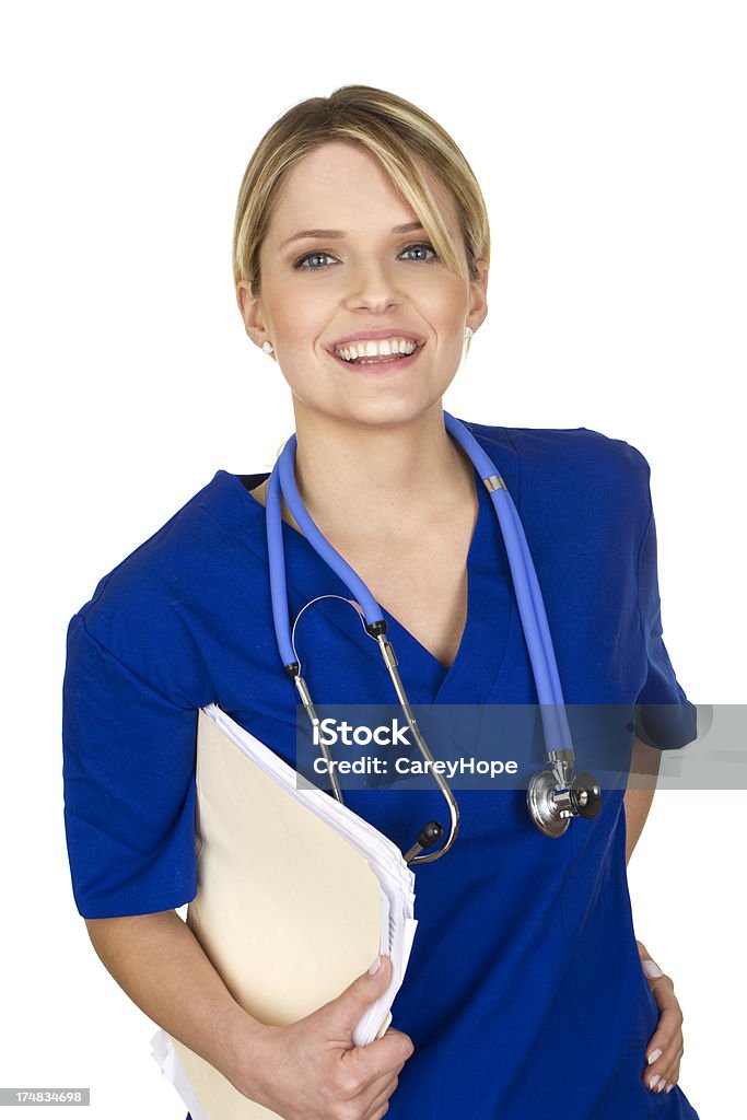Freundliche Krankenschwester mit Peeling - Lizenzfrei Akte Stock-Foto