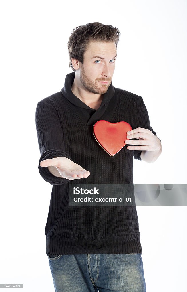 Jeune homme avec un pull bleu isolé sur fond blanc - Photo de Adulte libre de droits