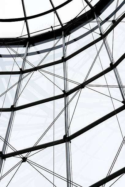 istock Low angle view of glass wall with metal structure 174835197