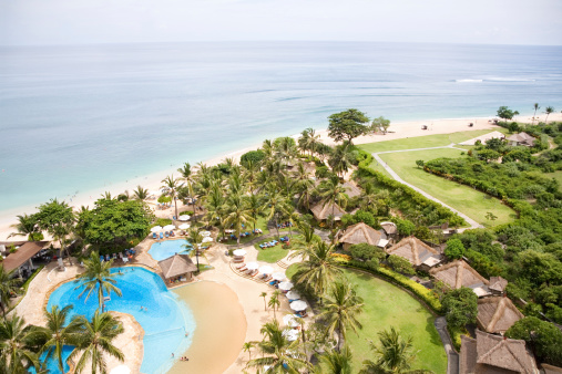 Aerial view on tourist resort in Bali Indonesia