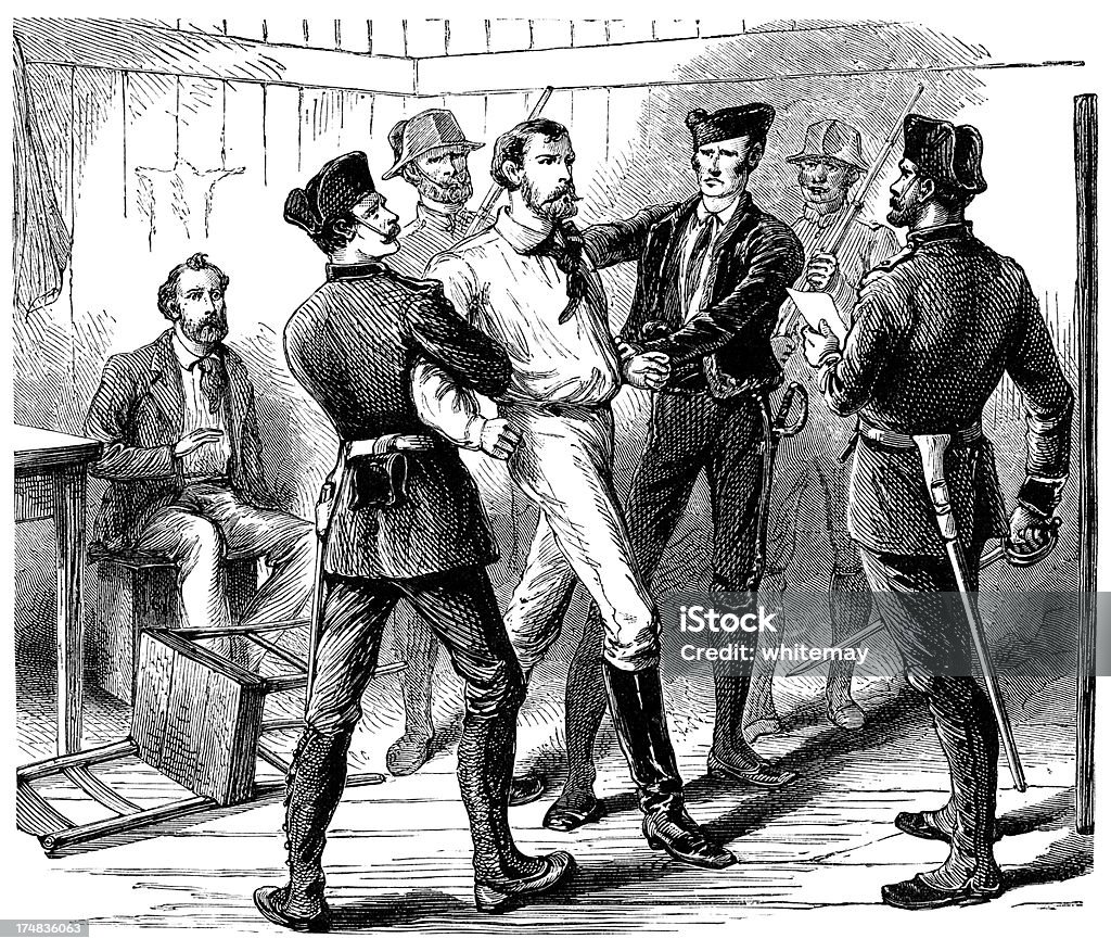 Illustrazione di uomo arrestati in spagnolo - Illustrazione stock royalty-free di 1850-1859