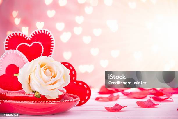 Valentines Decorations On A Bright Pink Background Stock Photo - Download Image Now