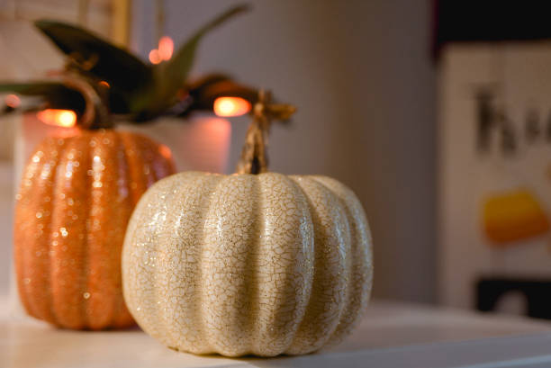istock Orange and Cream Glittering Pumpkins 1748361978