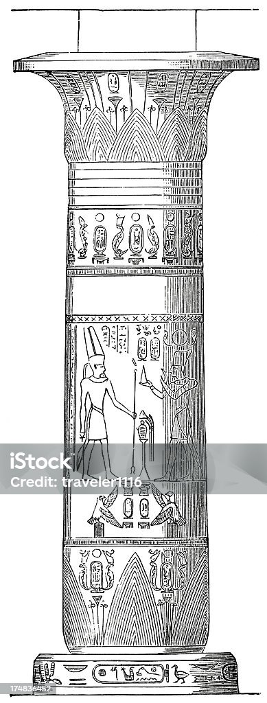 이집트어 컬럼 - 로열티 프리 19세기 스톡 일러스트
