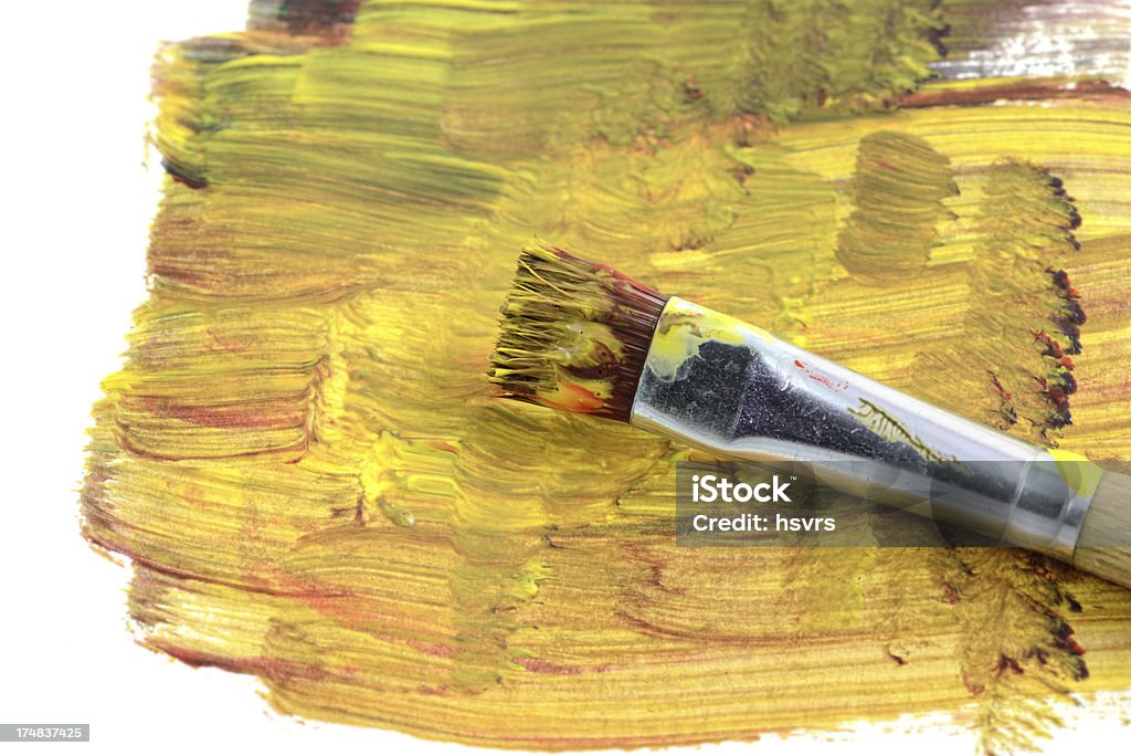 Pintura em Aquarela sobre um bloco de papel com paintbrushes - Foto de stock de Abstrato royalty-free