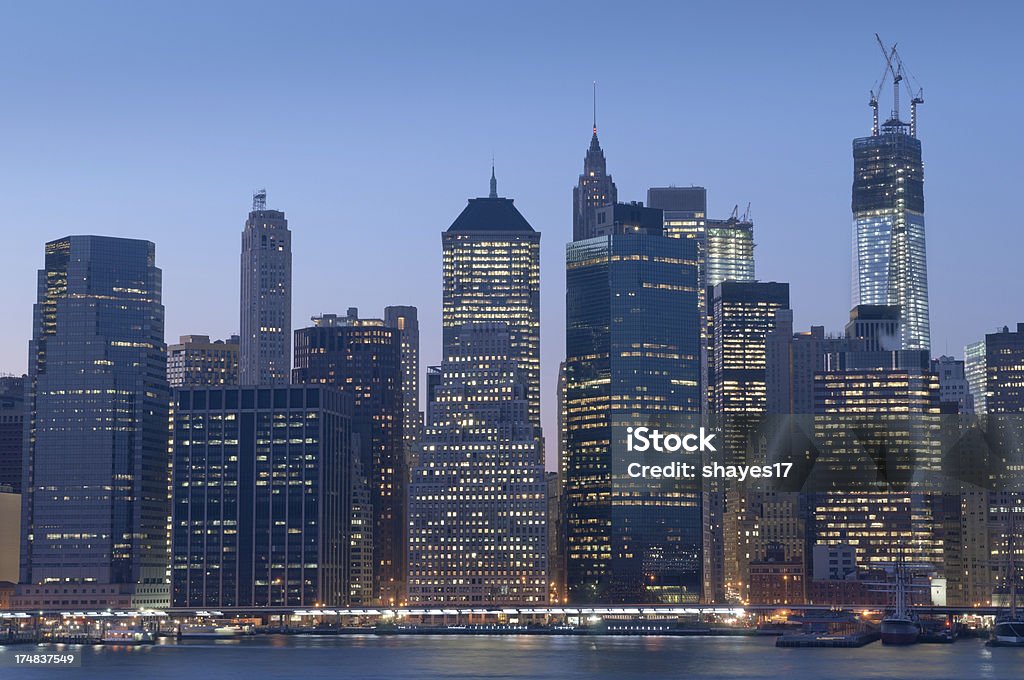 Baixa de Manhattan à noite - Royalty-free Anoitecer Foto de stock