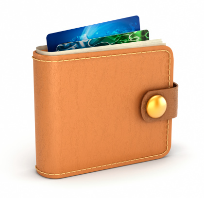 Wallet with cash and credit cards isolated on white. Clipping path included. (Please note that clipping path will be available in the largest file size purchase.)Similar images: