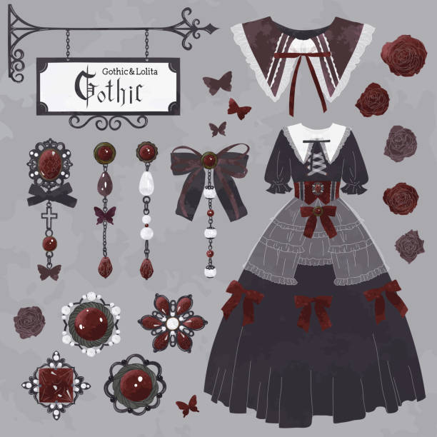 Dark Gothic Dark Gothic lace up stock illustrations