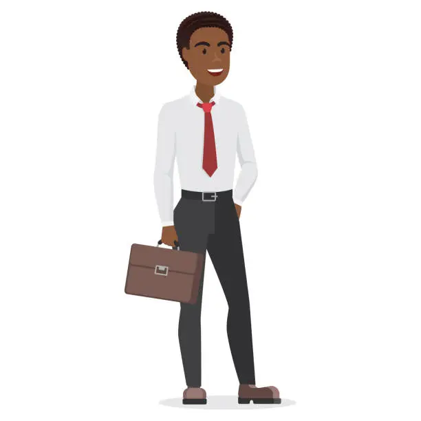 Vector illustration of African businessman with suitcase