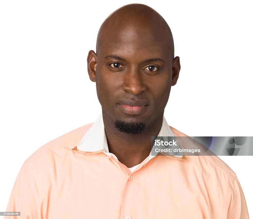 Serious Man Looking At Camera Portrait of a man on a white background. 30-39 Years Stock Photo